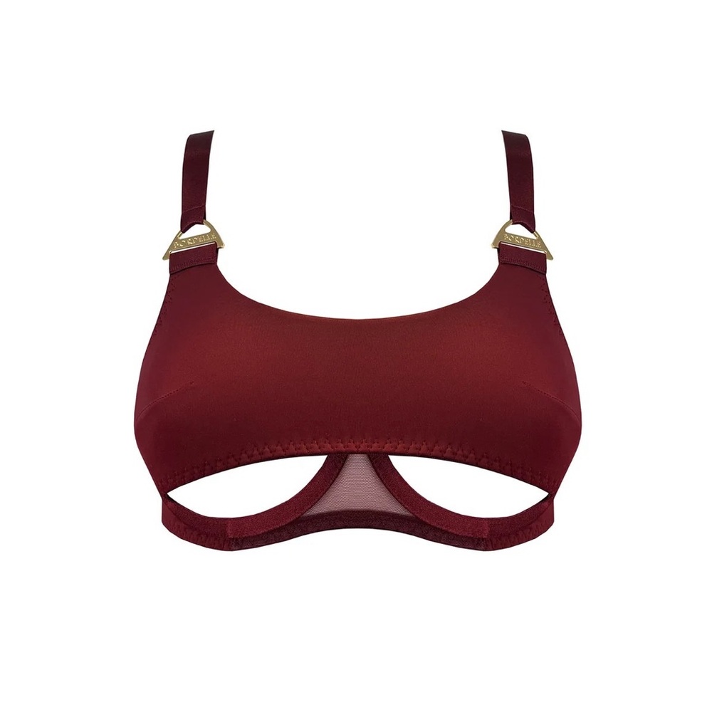 NWT Bordelle Syra Peep Wire Bra in Morello L - Picture 2 of 5